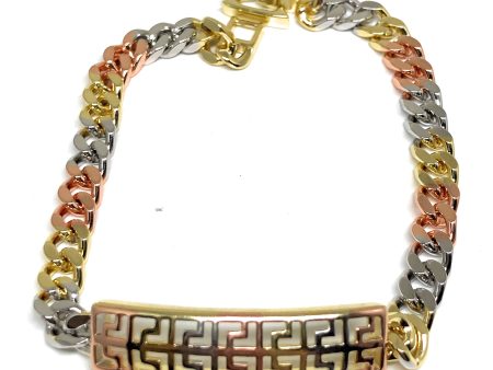 Gold Plated Tri-Color Miami Cuban Link Bracelet 7” 5mm Width Esclava For Cheap