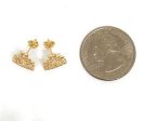 10k Solid Gold Cubic Zirconia CROWN MINI DAINTY Stud Earrings (FCE 17) Online Sale