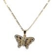 Gold Plated Butterfly CZ Pendant Necklace Chain 24” Fashion