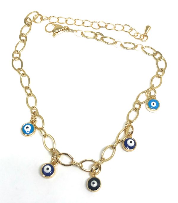 Gold Plated Evil Eye Ankle Bracelet 8-11” Online