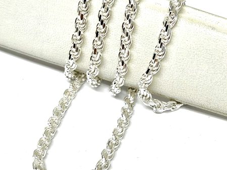 .925 Silver Rope Chain 18-26 inch 3.3mm Width Sale