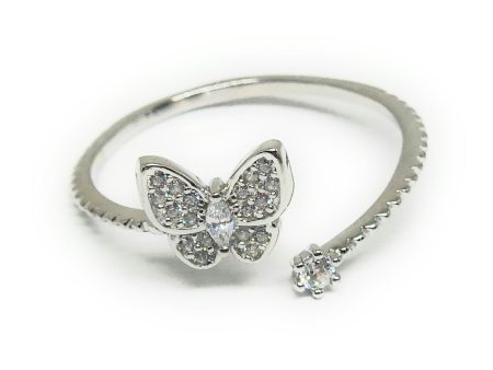 .925 Silver Butterfly CZ Adjustable Ring Supply