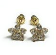 10k Solid Gold Cubic Zirconia Flower Mini Dainty Stud Earrings (FCE 03) Cheap