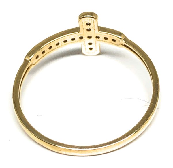 10k Solid Gold Cross CZ Ring Fashion