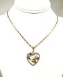 Gold Plated Heart Moon and Sun Necklace Rhinestones Necklace Pendant 24” Chain on Sale