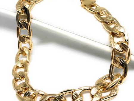 Men’s Gold Plated Cuban Link Bracelet 9” 9mm Width Esclava Online now