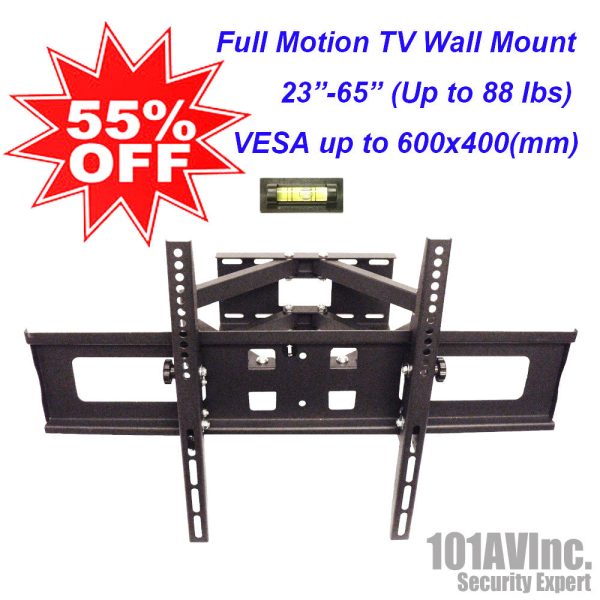 [WM-3065] Full Motion Dual Arm LCD LED TV Wall Mount 23  ~ 65  Tilt Swivel Up to 88 lbs Online