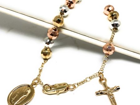 Gold Plated Tri-Color Saint Jude Bracelet San Judas Pulsera Tres Colores 8” For Cheap