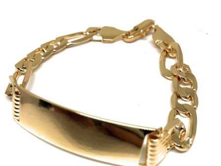 Men’s Gold Plated ID Bracelet 8.5” 8mm Width Esclava Cheap