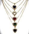 Gold Plated Layered Heart Cubic Zirconia Pendant Necklace Chain 18” (WHITE, RED, GREEN, BLACK, DARK BLUE) Sale