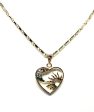 Gold Plated Heart Moon and Sun Necklace Rhinestones Necklace Pendant 24” Chain on Sale