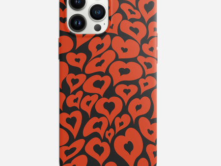 Red Black Hearts Hard Phone Case on Sale