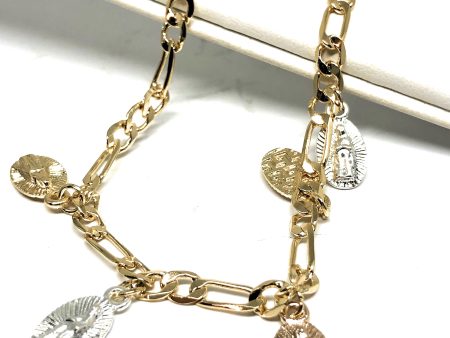 Gold Plated Virgin Mary Ankle Bracelet 8-11” Online Hot Sale