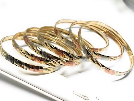 Gold Plated Tri-Color Semanario Bangle Bracelet Pulsera Semanario Tres Colores Online Hot Sale