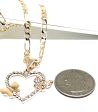 Gold Plated Butterfly Heart CZ Pendant Necklace Chain 24” Corazon For Cheap