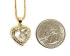 Gold Plated Layered Heart Cubic Zirconia Pendant Necklace Chain 18” (WHITE, RED, GREEN, BLACK, DARK BLUE) Sale