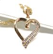 Gold Plated Heart CZ Pendant Necklace Chain 24” Corazon Online now