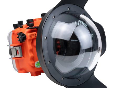 Sea Frogs Salted Line Series Sony A7III   A7RIII 40M 130FT Waterproof camera housing with 8  Dome port V.78 (zoom gear included). Orange Online Sale