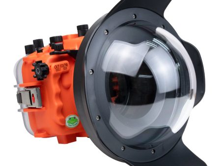 Sea Frogs Salted Line Series Sony A7III   A7RIII 40M 130FT Waterproof camera housing with 8  Dome port V.11 (zoom gear included). Orange Sale